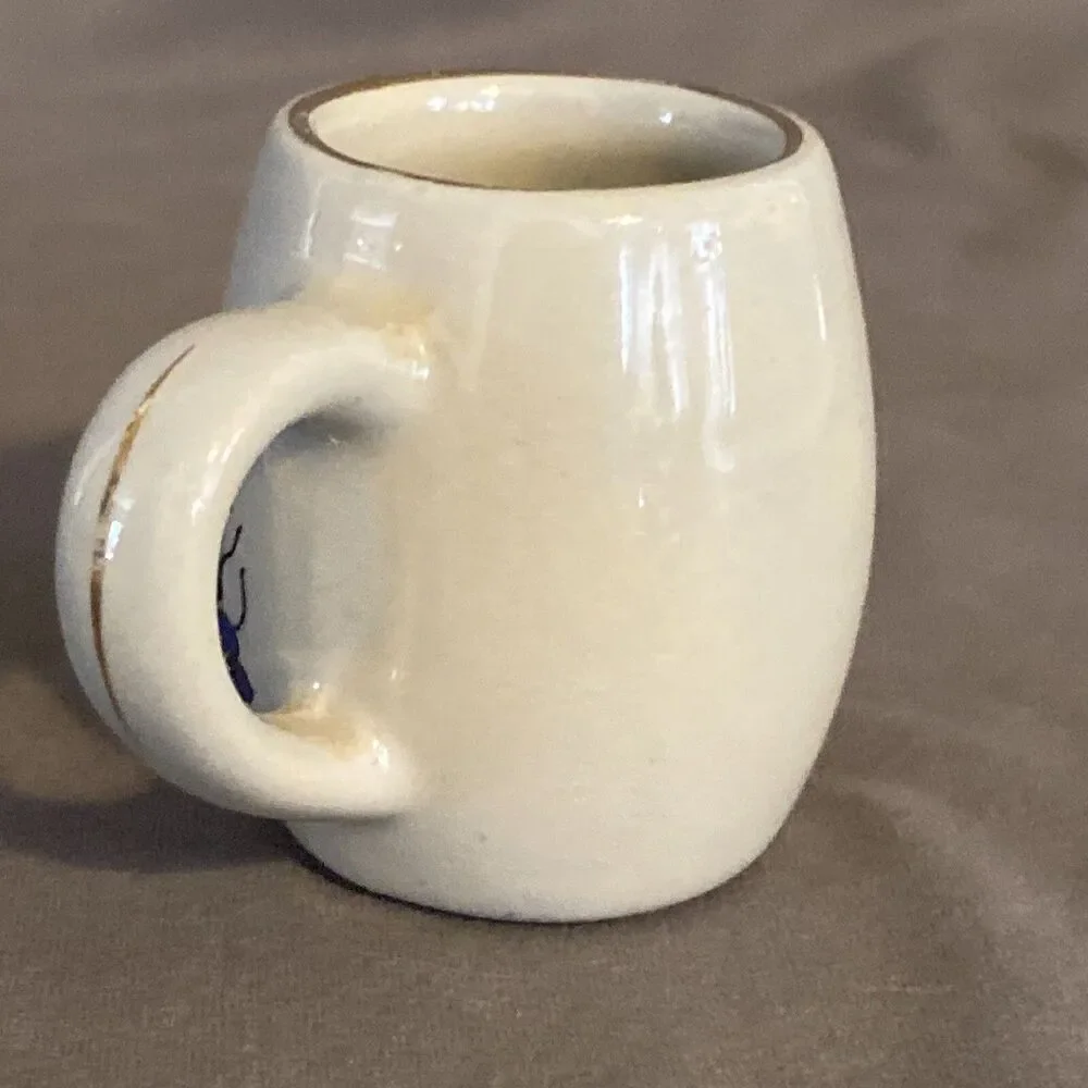 West Germany Stoneware Shot Glass Stein Mug With Handle Miniature Vintage Flute